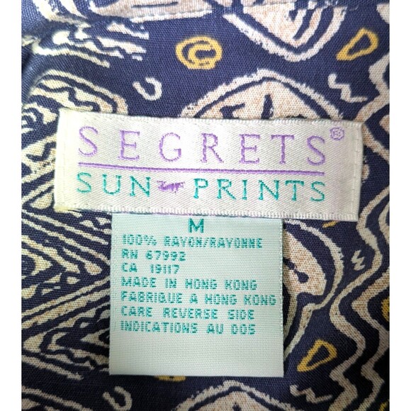 Vintage Segrets Sun Prints Womens Blouse Medium 100% Rayon Purple Multi Leaves - Picture 2 of 9